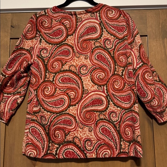 Talbots 100% Merino Wool Paisley Print Cardigan Womens Plus Size 1X Multicolor - Picture 2 of 6